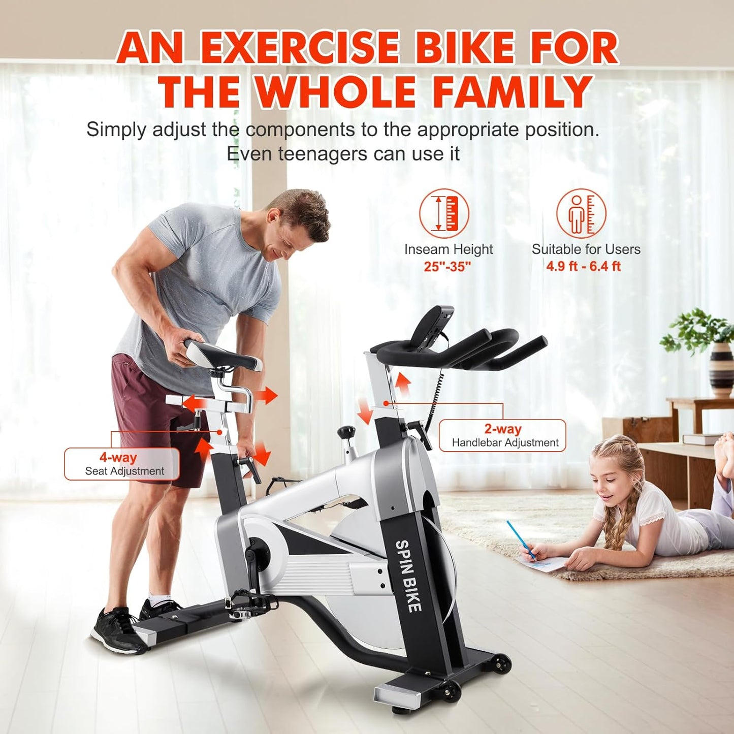Smartvoro ProRide spinning exercise bike multi-grip handlebar LCD monitor suitable for home gym and commercial gym use
