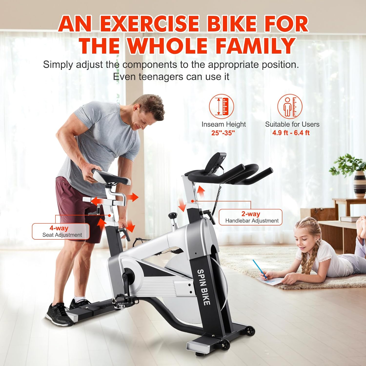 Smartvoro ProRide spinning exercise bike multi-grip handlebar LCD monitor suitable for home gym and commercial gym use
