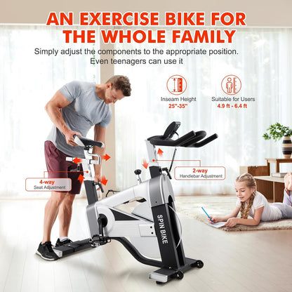 Smartvoro ProRide spinning exercise bike multi-grip handlebar LCD monitor suitable for home gym and commercial gym use
