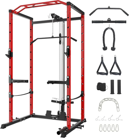 Smartvoro all in one power rack with cable system and pull up bar for home gym strength training