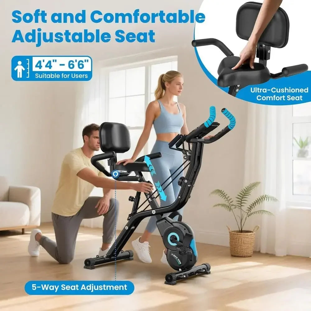 Smartvoro exercise bike 5-way adjustable ultra-cushioned comfort seat with back support fits users 4ft4 to 6ft6 height