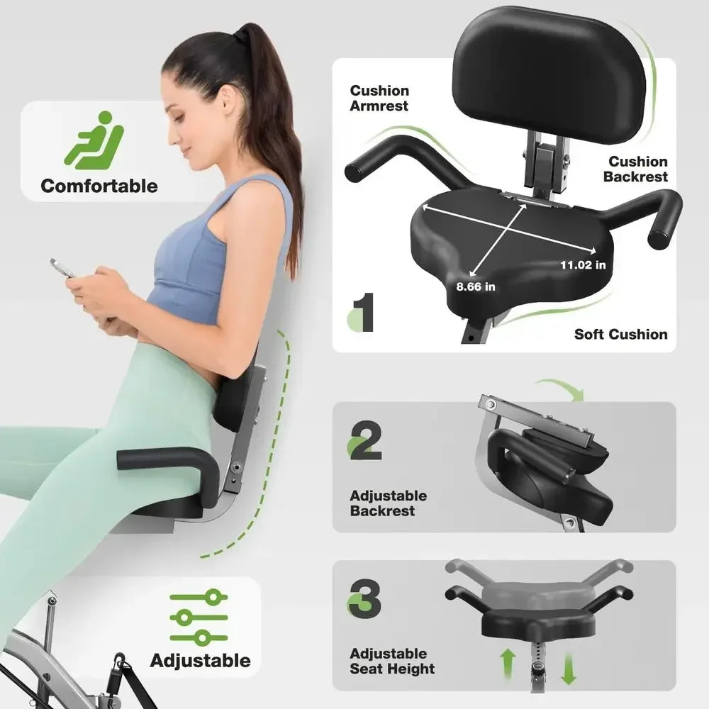 Smartvoro exercise bike comfortable adjustable seat with cushion backrest 11.02 x 8.66 inch soft cushion padded armrest and adjustable seat height