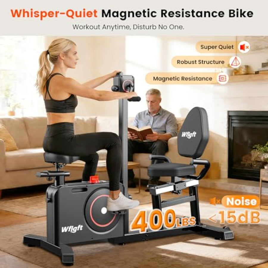 Smartvoro recumbent bike 8 level magnetic resistance system from warm up to intense workout
