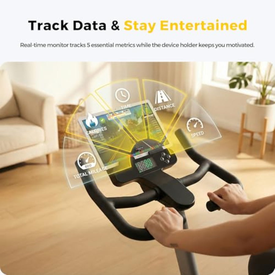 Smartvoro upright exercise bike 4-way adjustable handlebars and 2-way adjustable seat fits whole family height 4ft11 to 5ft9
