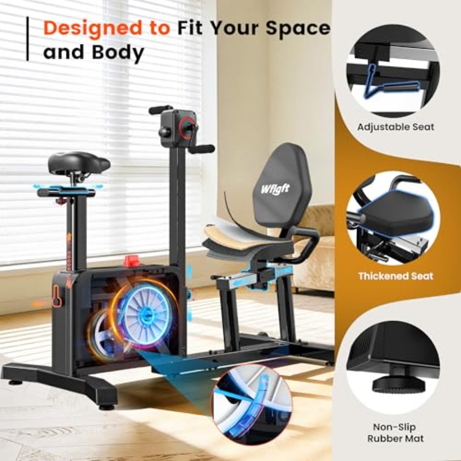 Smartvoro whisper quiet magnetic recumbent exercise bike 400 LBS capacity under 15dB noise
