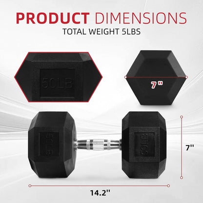 Two SmartVoro 50 lb hex dumbbells angled product shot — 100lb total elite dumbbell set