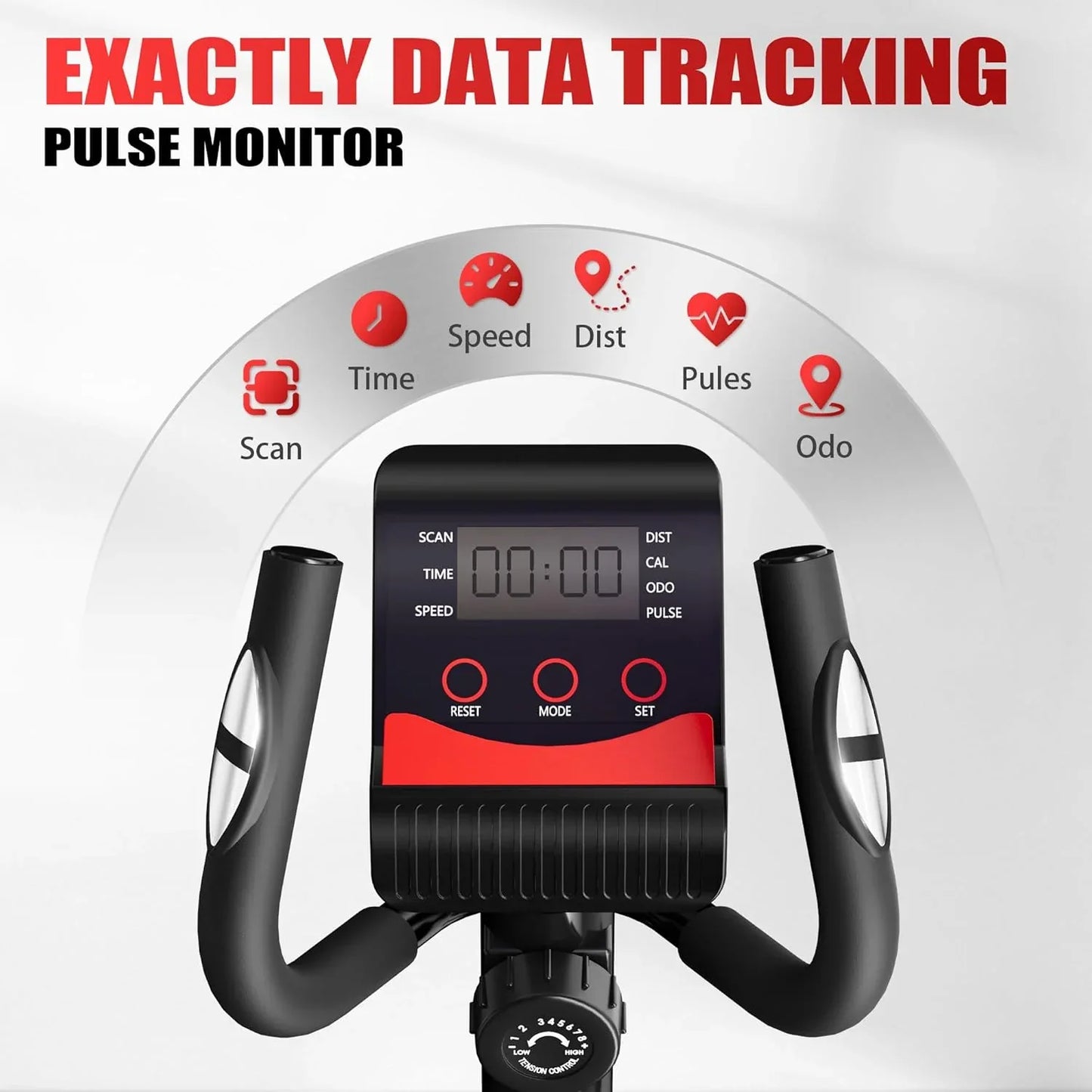 Woman using SmartVoro elliptical exercise machine for full body workout and weight loss at home