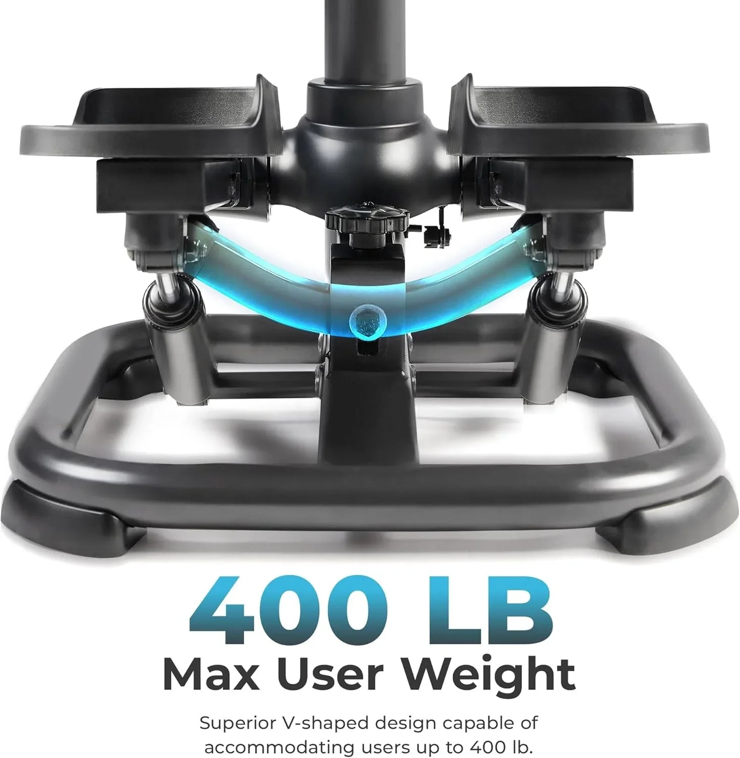 Woman using SmartVoro smart stair stepper with resistance bands – best at home stair stepper for full body workout weight loss and upper body toning