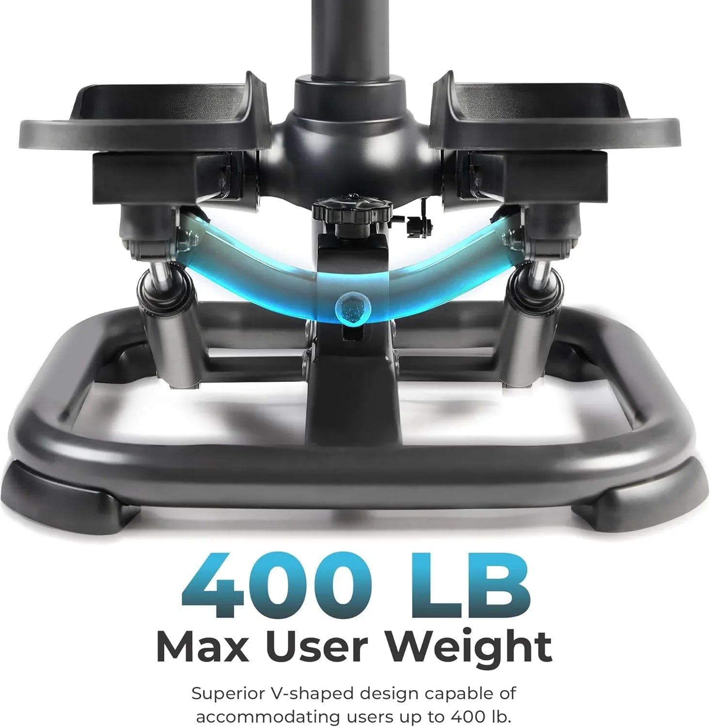 Woman using SmartVoro smart stair stepper with resistance bands – best at home stair stepper for full body workout weight loss and upper body toning