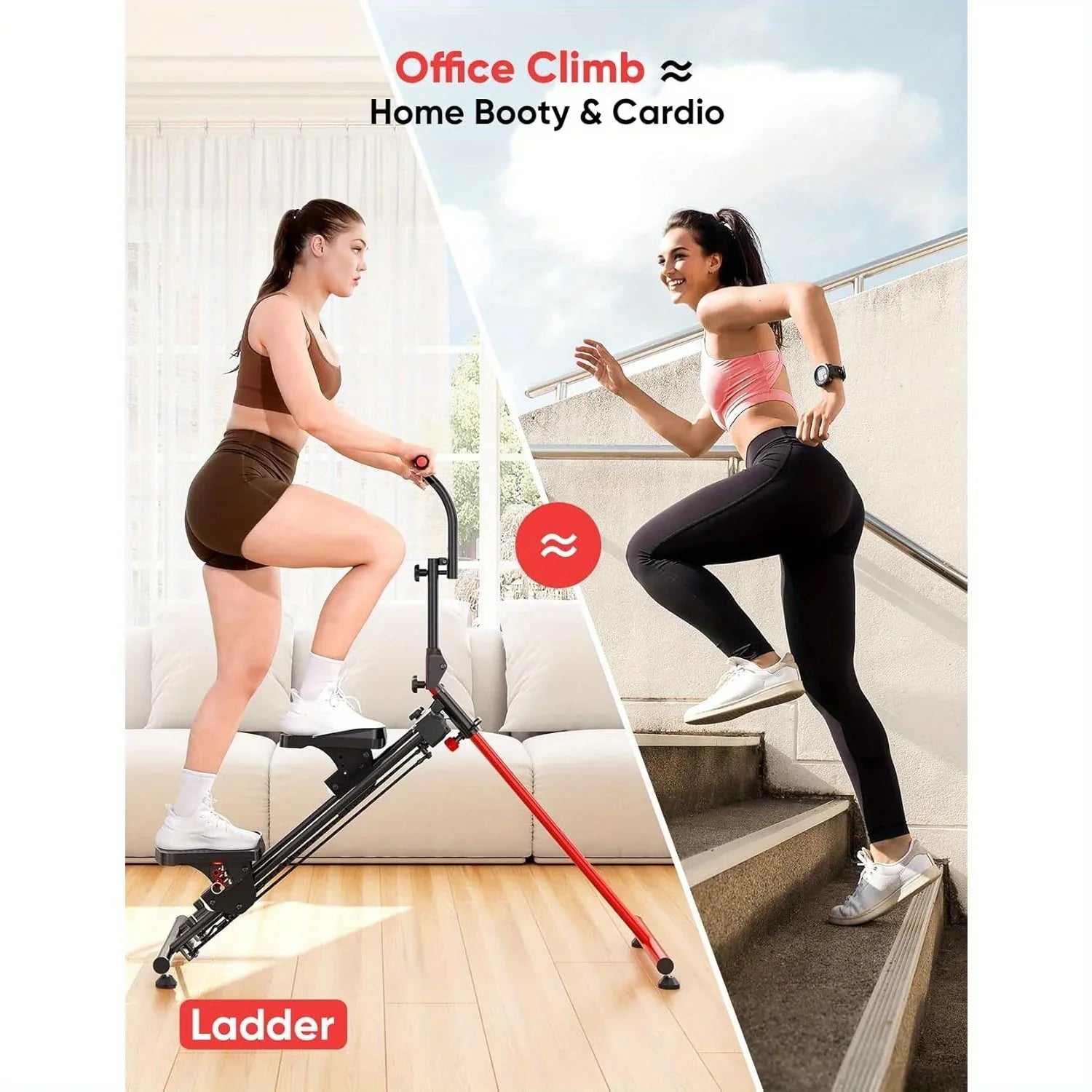 Woman using SmartVoro stair stepper machine at home – portable stair stepper for glutes hamstrings and lower body toning workout