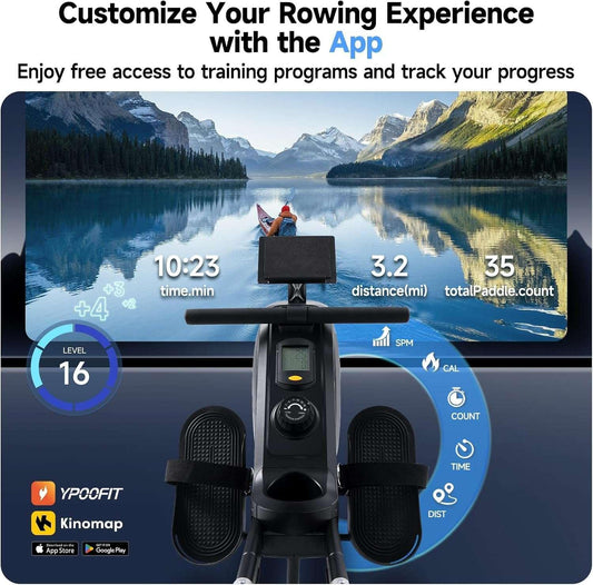 SmartVoro Elite magnetic rowing machine for home use with a pivoting tablet holder and professional-grade silent magnetic resistance system.