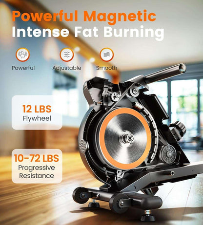 SmartVoro health & fitness magnetic rowing machine with high-weight capacity and smart LCD monitor for home gym full body workout.