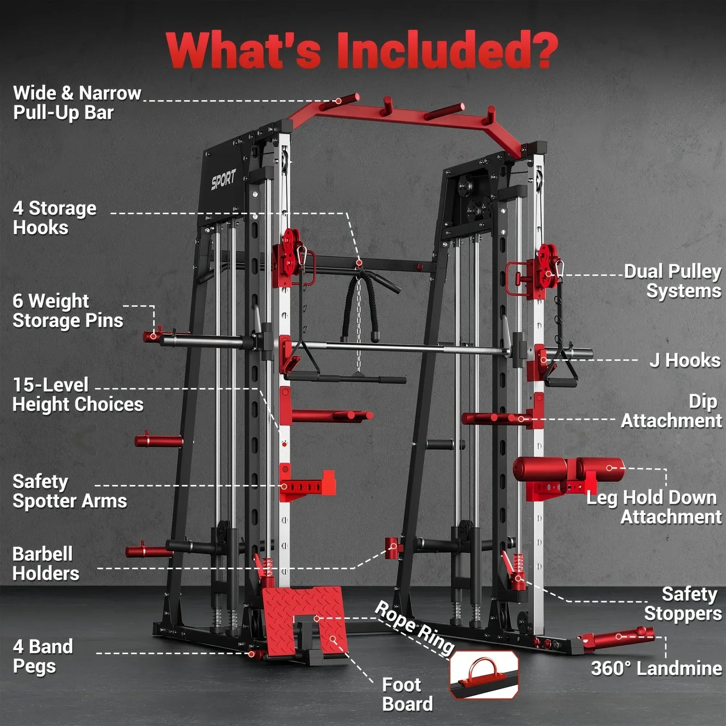 smartvoro all in one home gym system with lat pulldown and pull up bar
