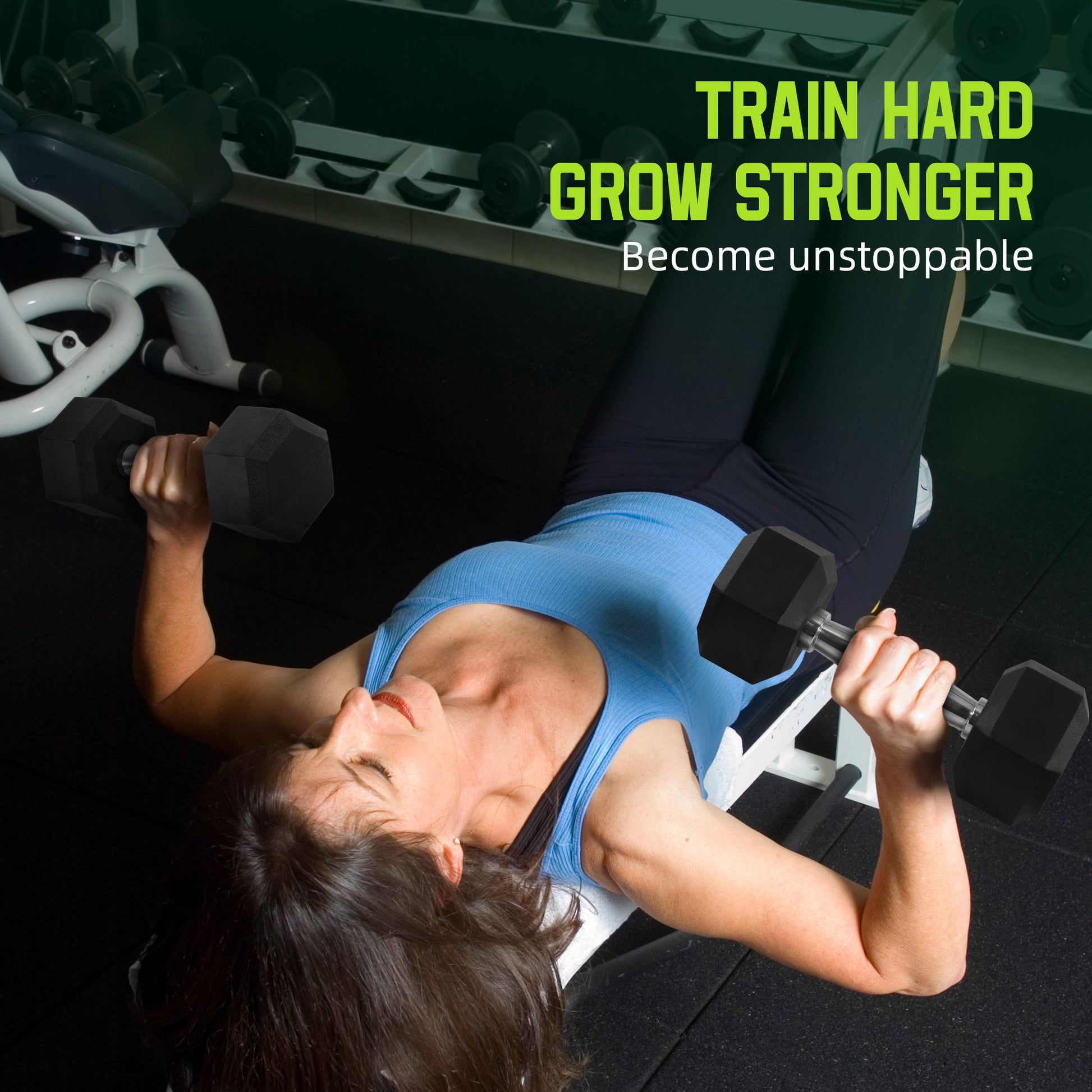 20 lb rubber hex dumbbell close-up grip — SmartVoro™  home gym dumbbell weights