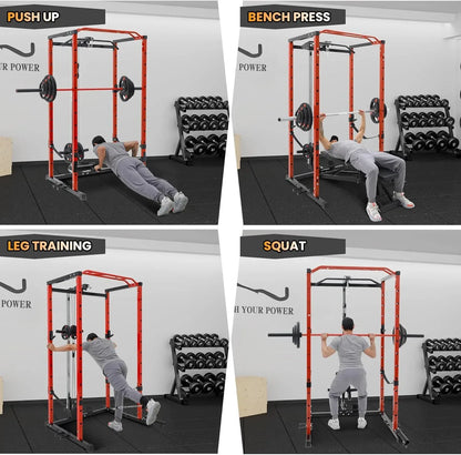 heavy duty power rack with pulley system and attachments for full body workouts