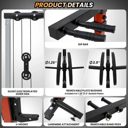multi function home gym power rack with cable machine and pull up station
