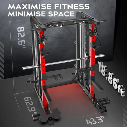 smartvoro all in one home gym smith machine power rack weightlifting workout station
