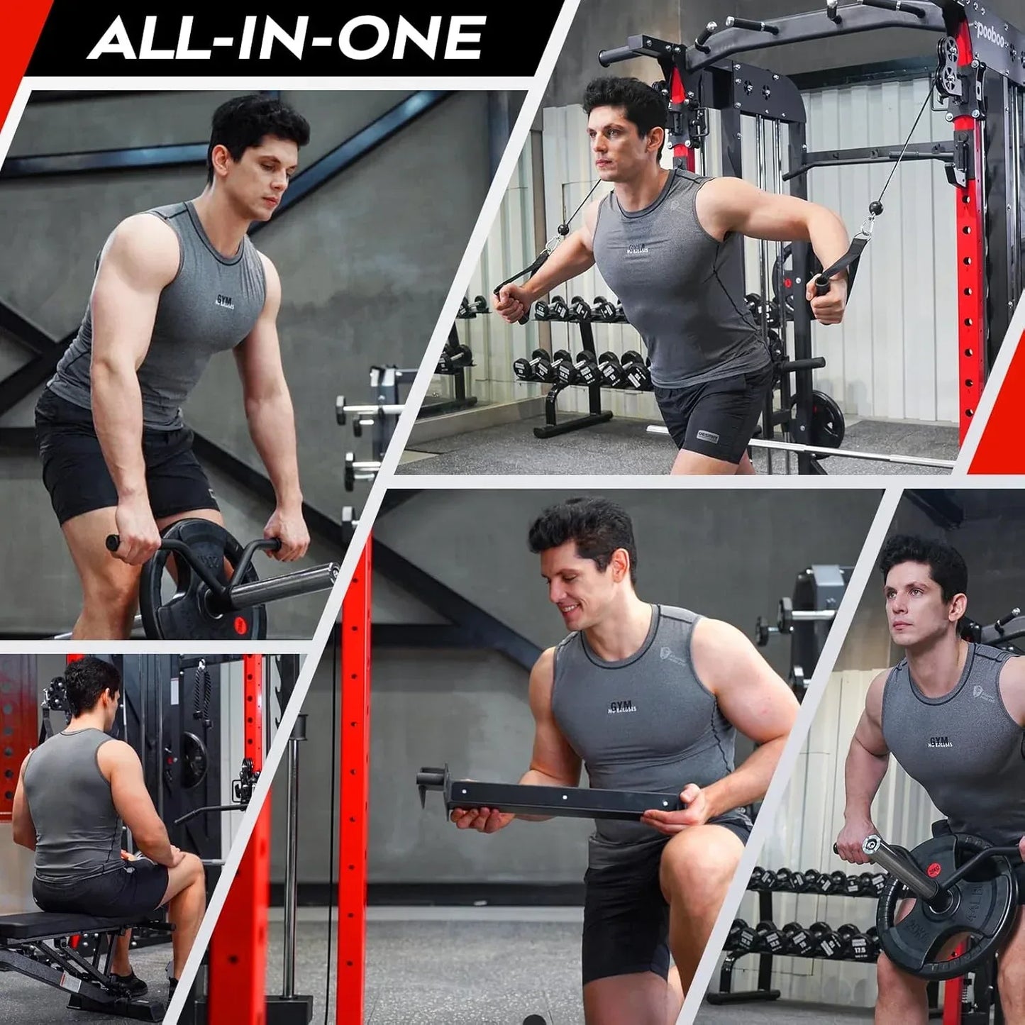 smartvoro multifunction smith machine home gym power rack cable crossover strength training equipment